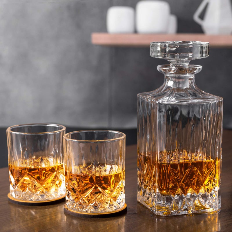 KANARS Whiskey Decanter And Glasses Set in Unique Gift Box - Original Crystal Liquor Decanter Set For Bourbon, Scotch, Vodka, Rum or Whisky, 5-Piece, Gifts for Men Dad - Image 5